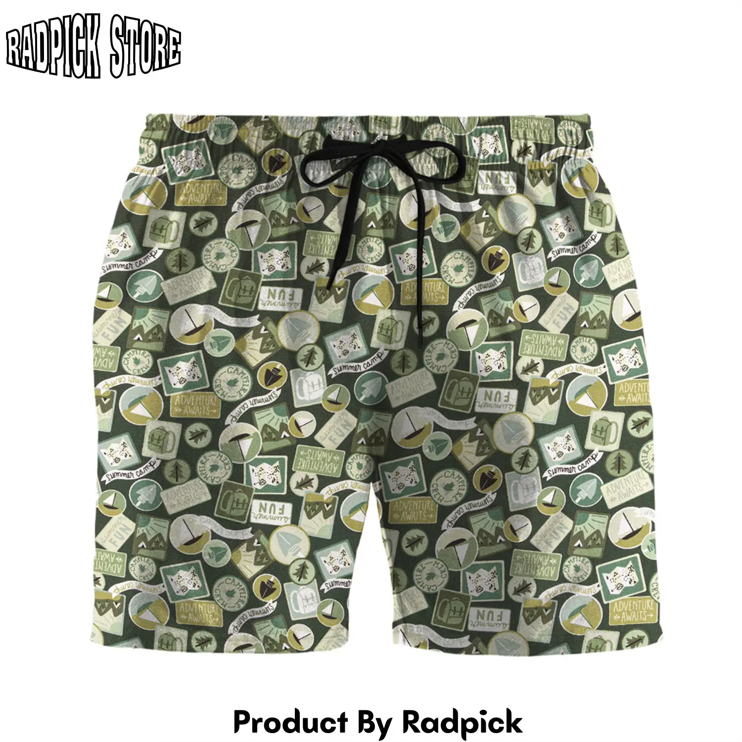 Radpick 3d lets go to camping custom men shorts rp631389